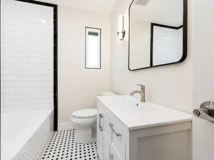 Renovated bathroom at Riverside Apartments